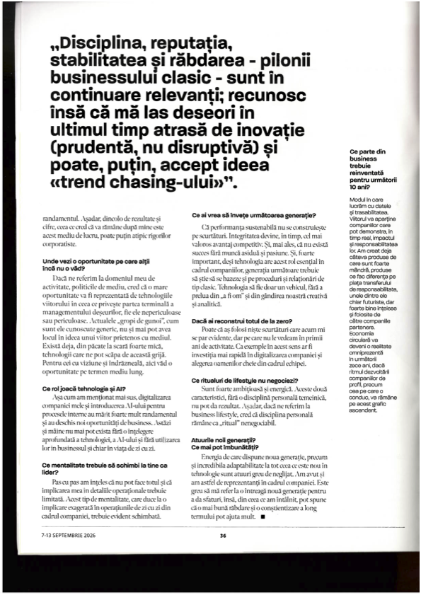 Diana Cîtu Reciclad'OR - pagina 2 a interviului din Business Magazin