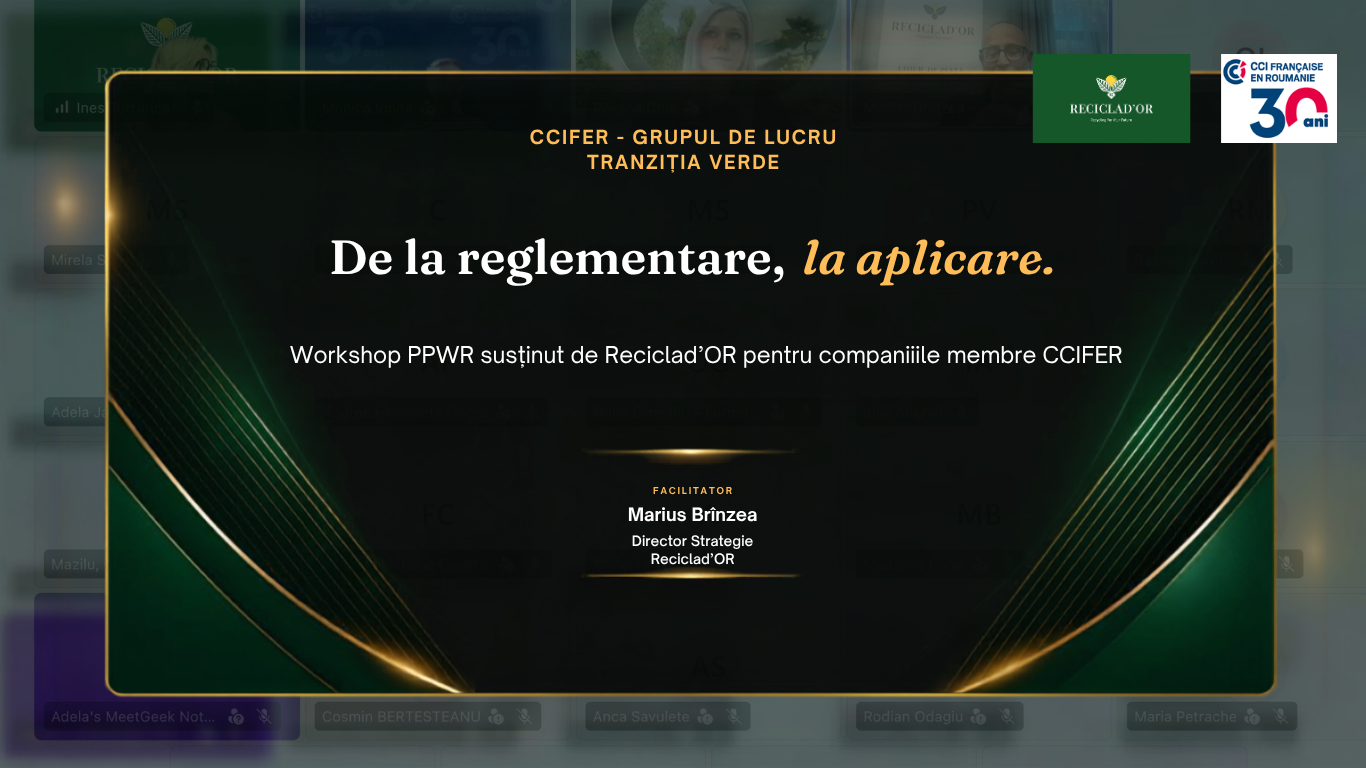 Workshop PPWR susținut de Reciclad'OR pentru membrii CCIFER